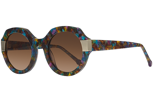 Blue mottled & green & purple