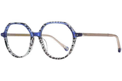 Blue and black & white speckled