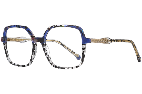 Blue and black & white speckled