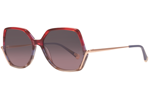 Red mottled & blue & beige